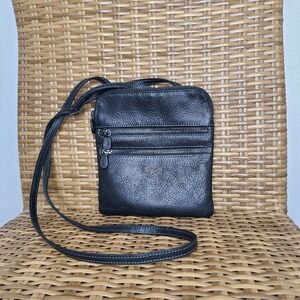 Tonelli Bag Crossbody Leather Multiple Zip Closure Pockets Black Made in Italy